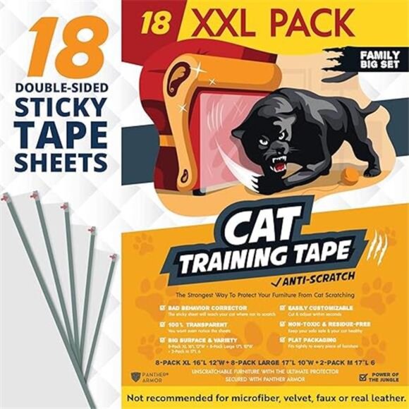 Cat Scratch Deterrent Tape – 18-Pack Double Sided Anti-Scratching Sticky Tape - Picture 14 of 14